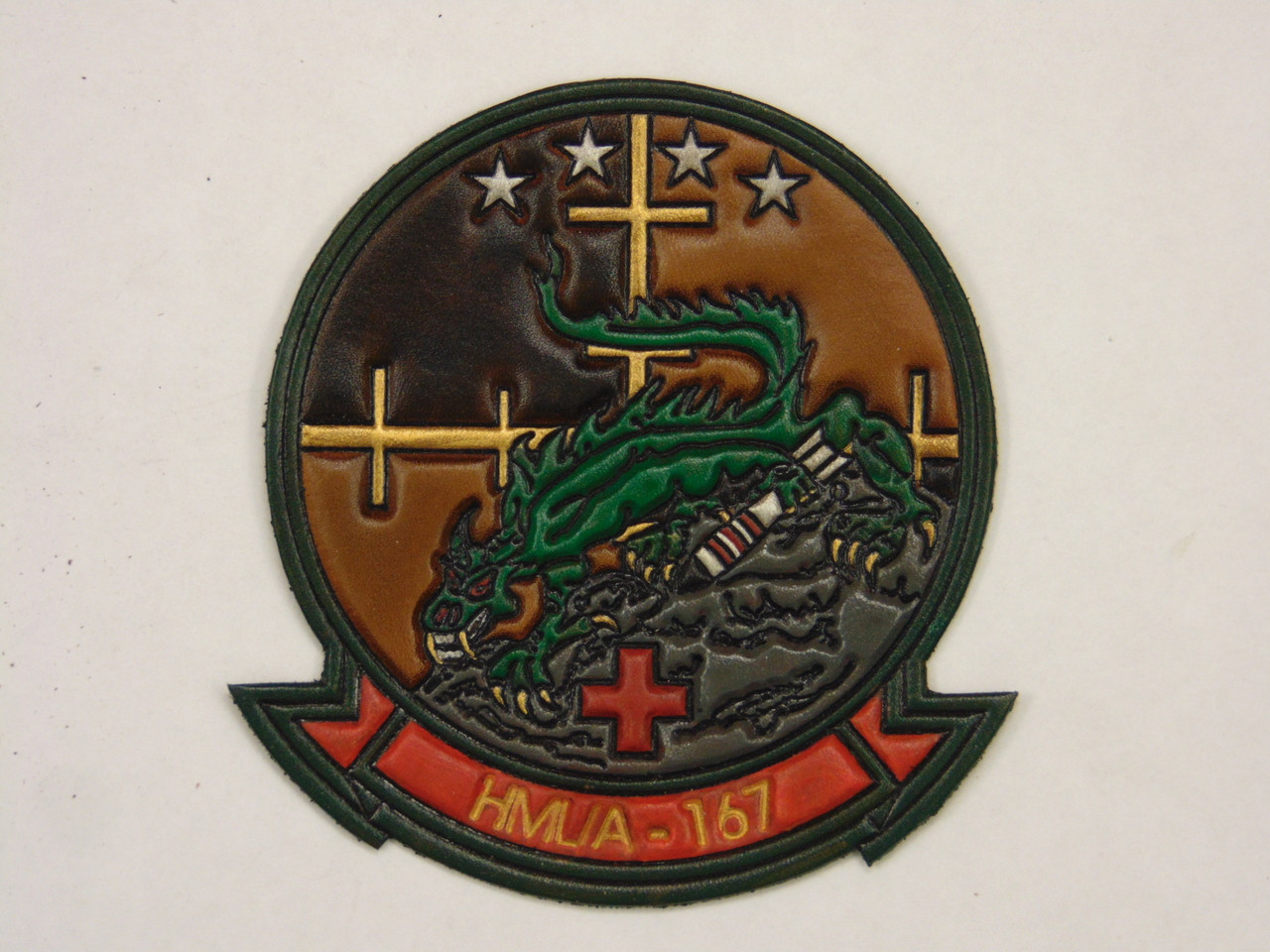  HMLA-167 WARRIORS  4 1/8"  Classic Embossed leather 