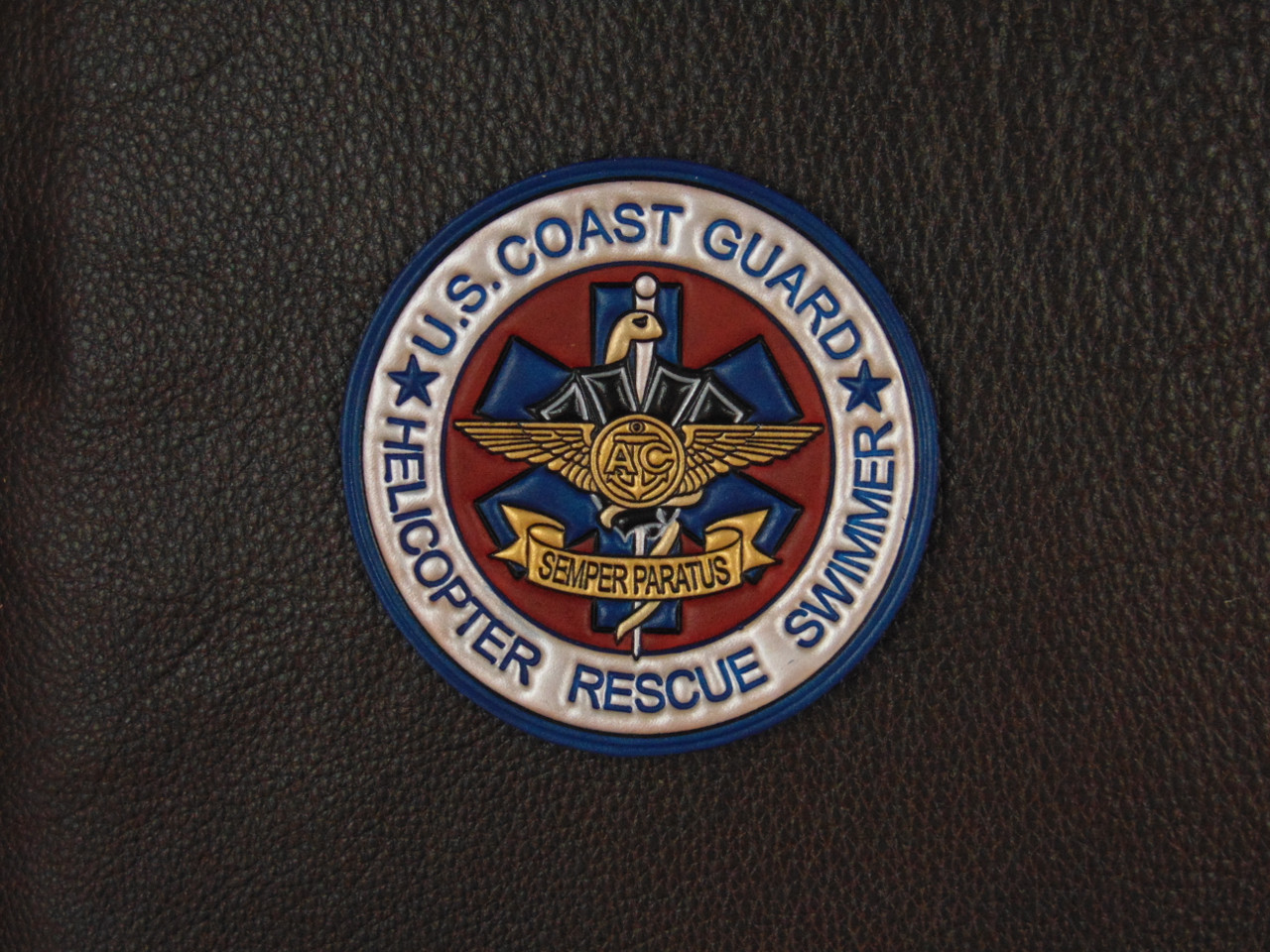 USCG  HELICOPTER RESCUE SWIMMER 4" Classic Embossed leather