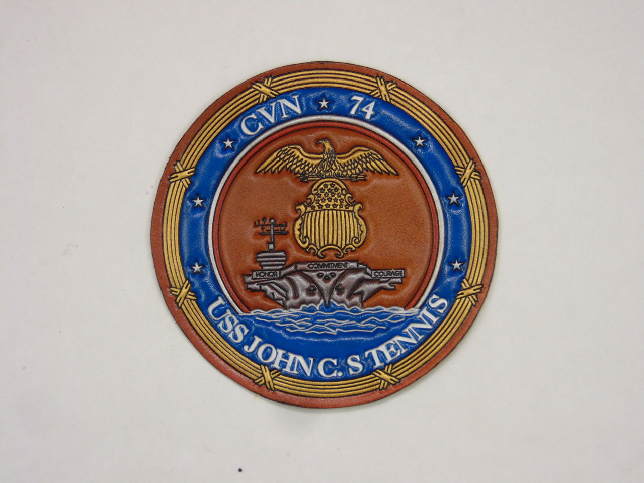  USS JOHN C STENNIS CVN-74  Classic Embossed Leather 4.875" 