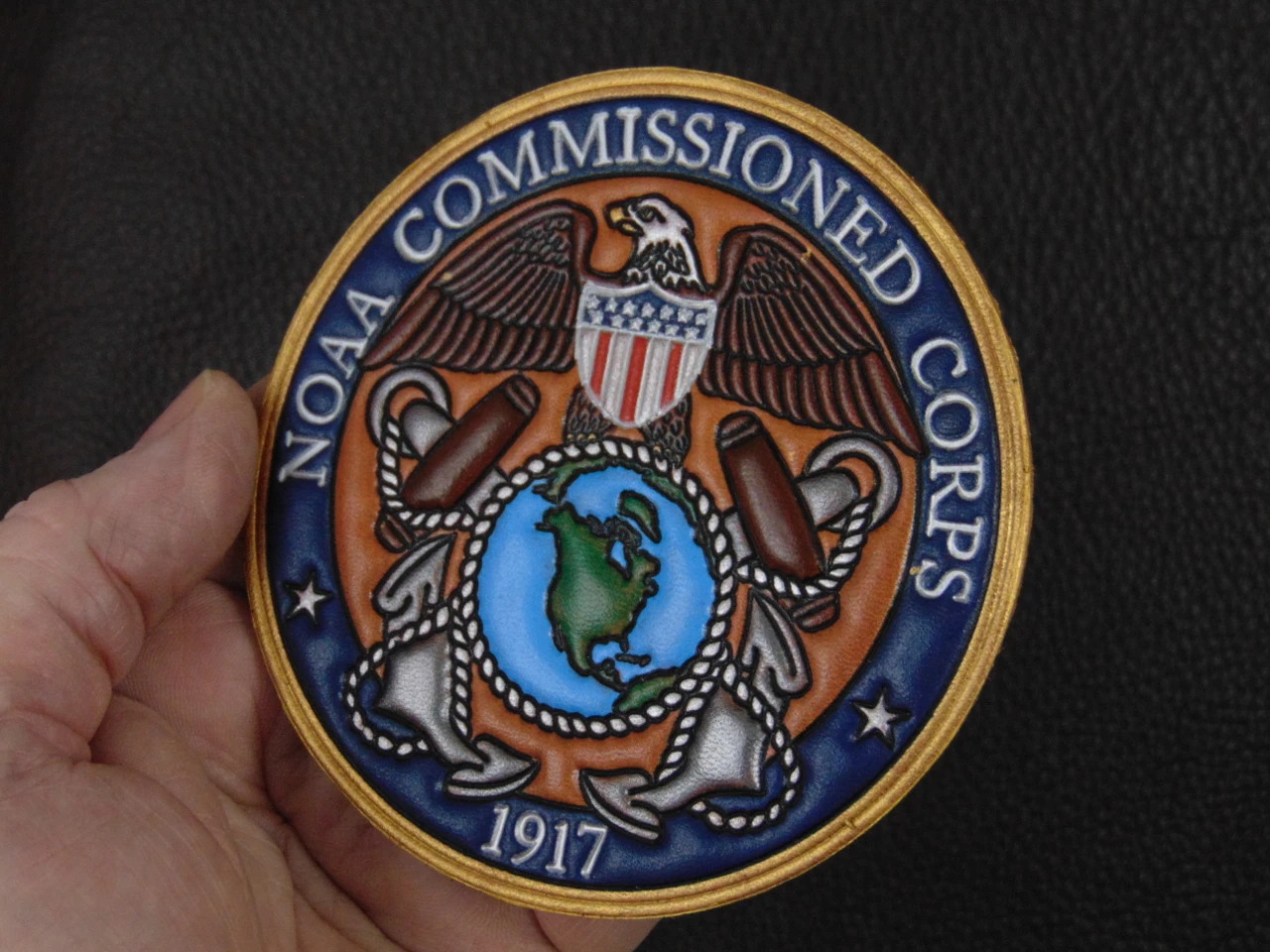 NOAA Commissioned Corps  Classic Embossed Leather, Vintage color