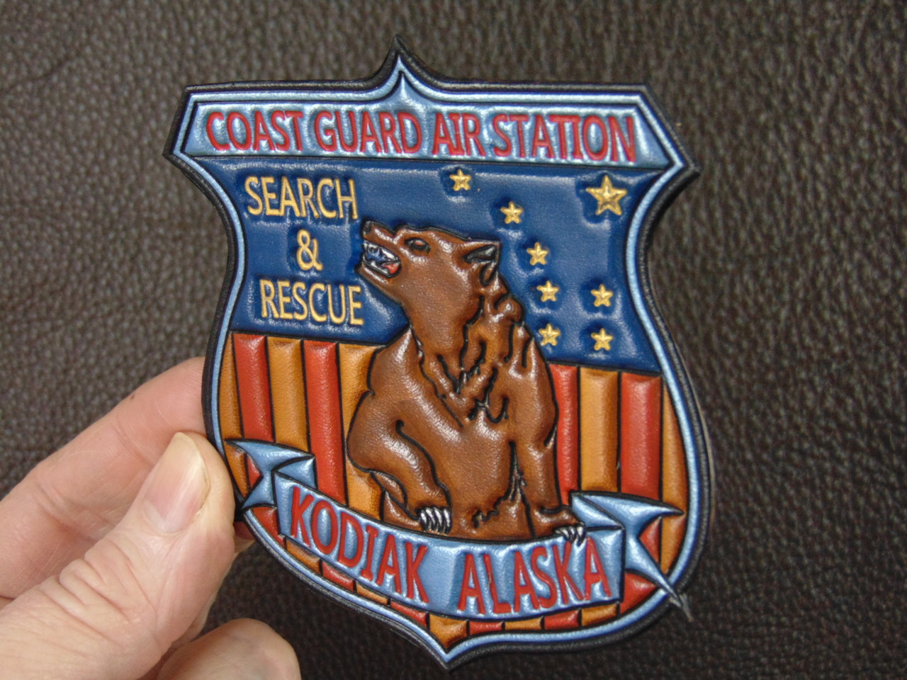 US Coast Guard CGAS KODIAK  SAR , Classic Embossed leather, Officially Licensed