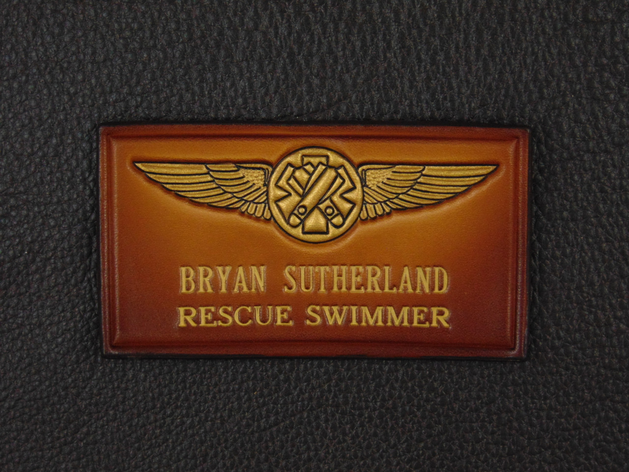 USCG Rescue Swimmer One line of text    Vintage Brown with Gold text