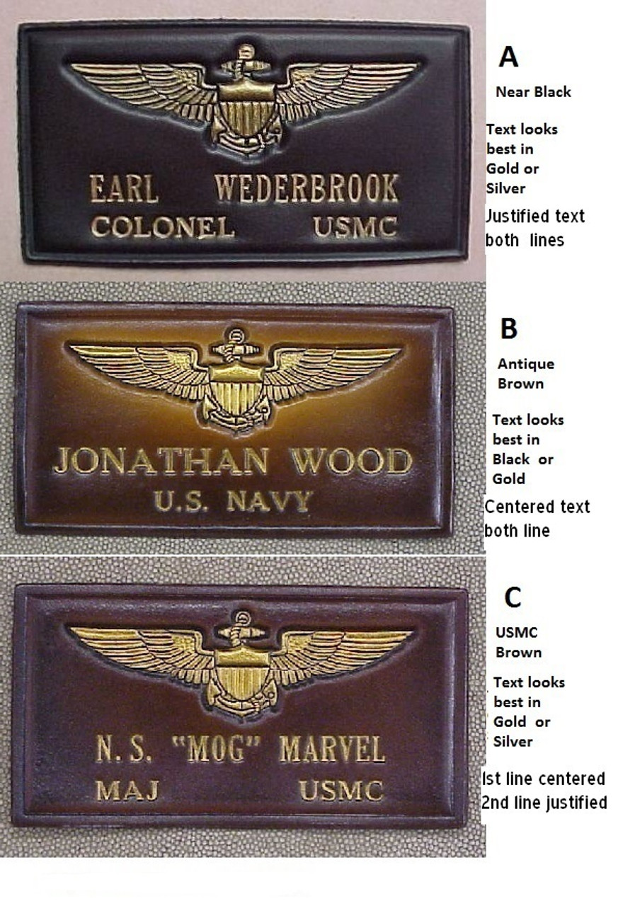 USMC PILOT Nametag  1 Line of Text,  Classic Embossed