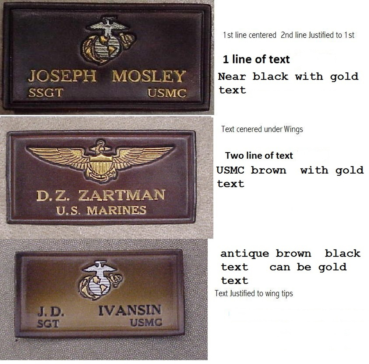 USMC PILOT Nametag  1 Line of Text,  Classic Embossed