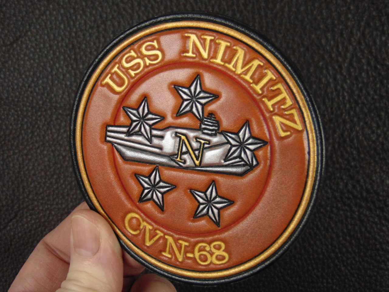 USS NIMITZ   CVN-68   Classic Embossed Leather 4"