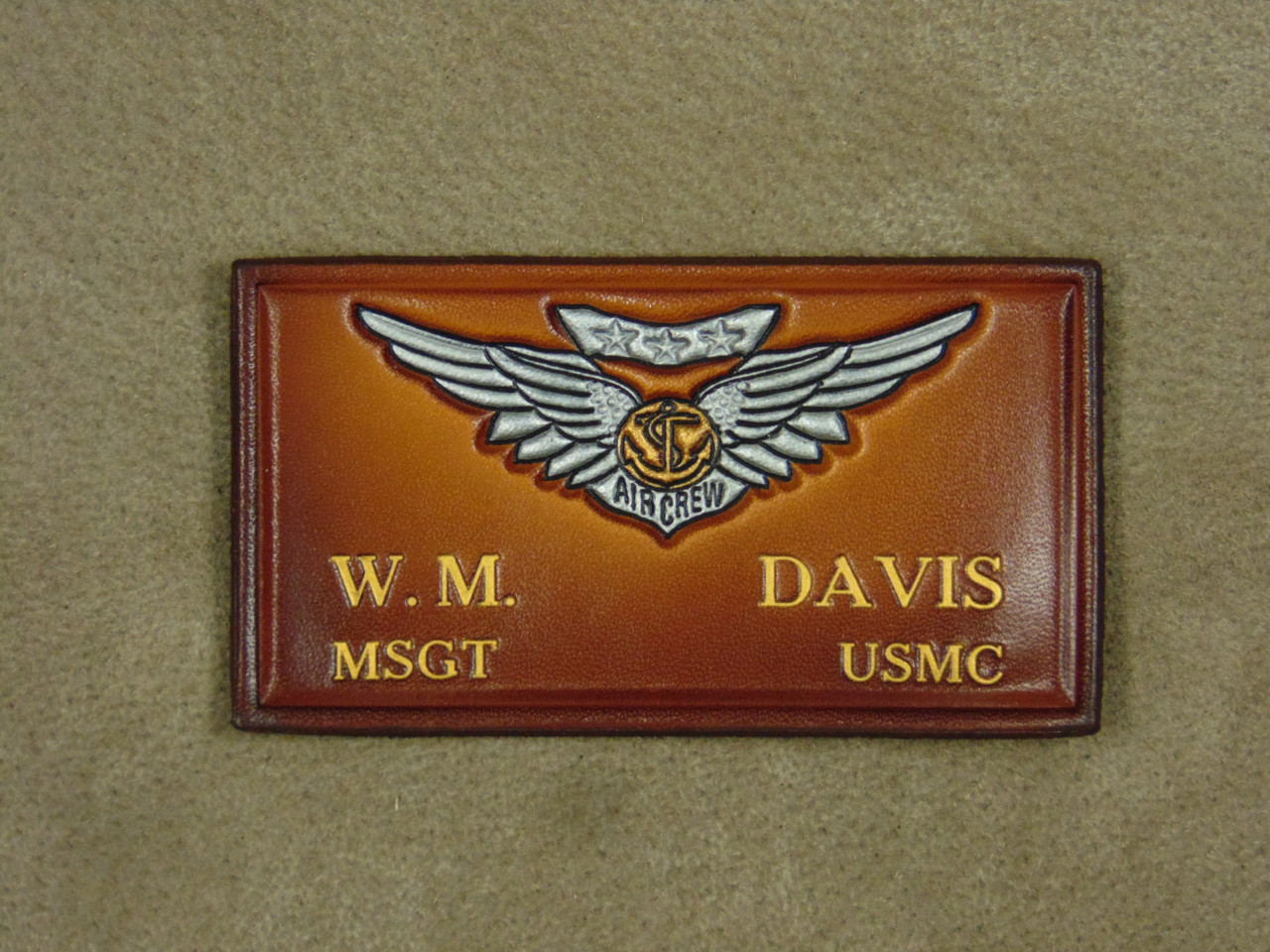 USMC Combat Aircrew Nametag  2 Lines of Text,  Classic Embossed