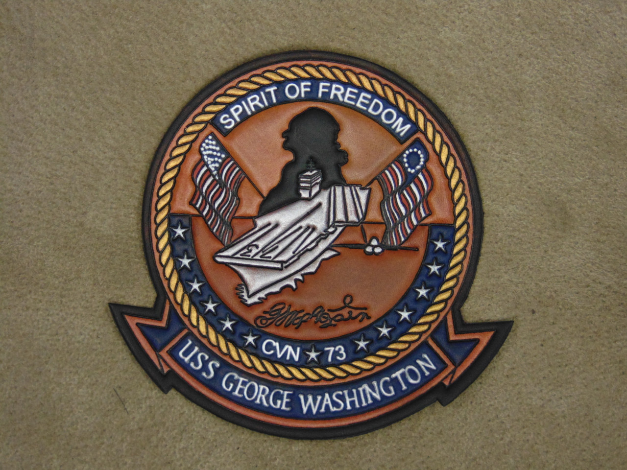 CVN-73, USS  George Washington  Classic Embossed Leather,  Our Best work