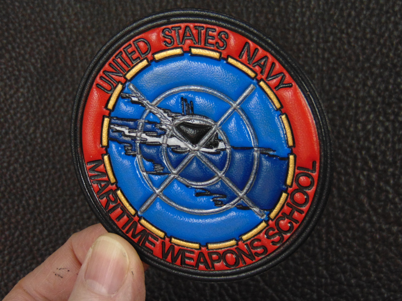 P-8  WTI, Maritime Weapons School,  Classic Embossed leather Full color, Officially Licensed