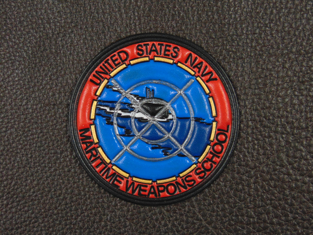 P-8  WTI, Maritime Weapons School,  Classic Embossed leather Full color, Officially Licensed