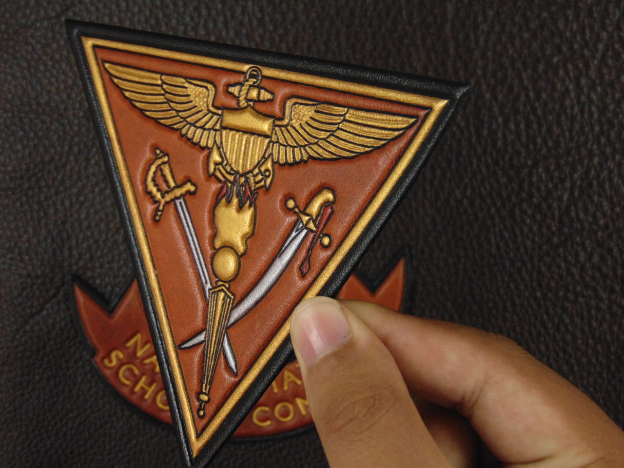 NAVAL AVIATION SCHOOLS COMMAND,  Classic Embossed leather, Vintage color, Officially Licensed