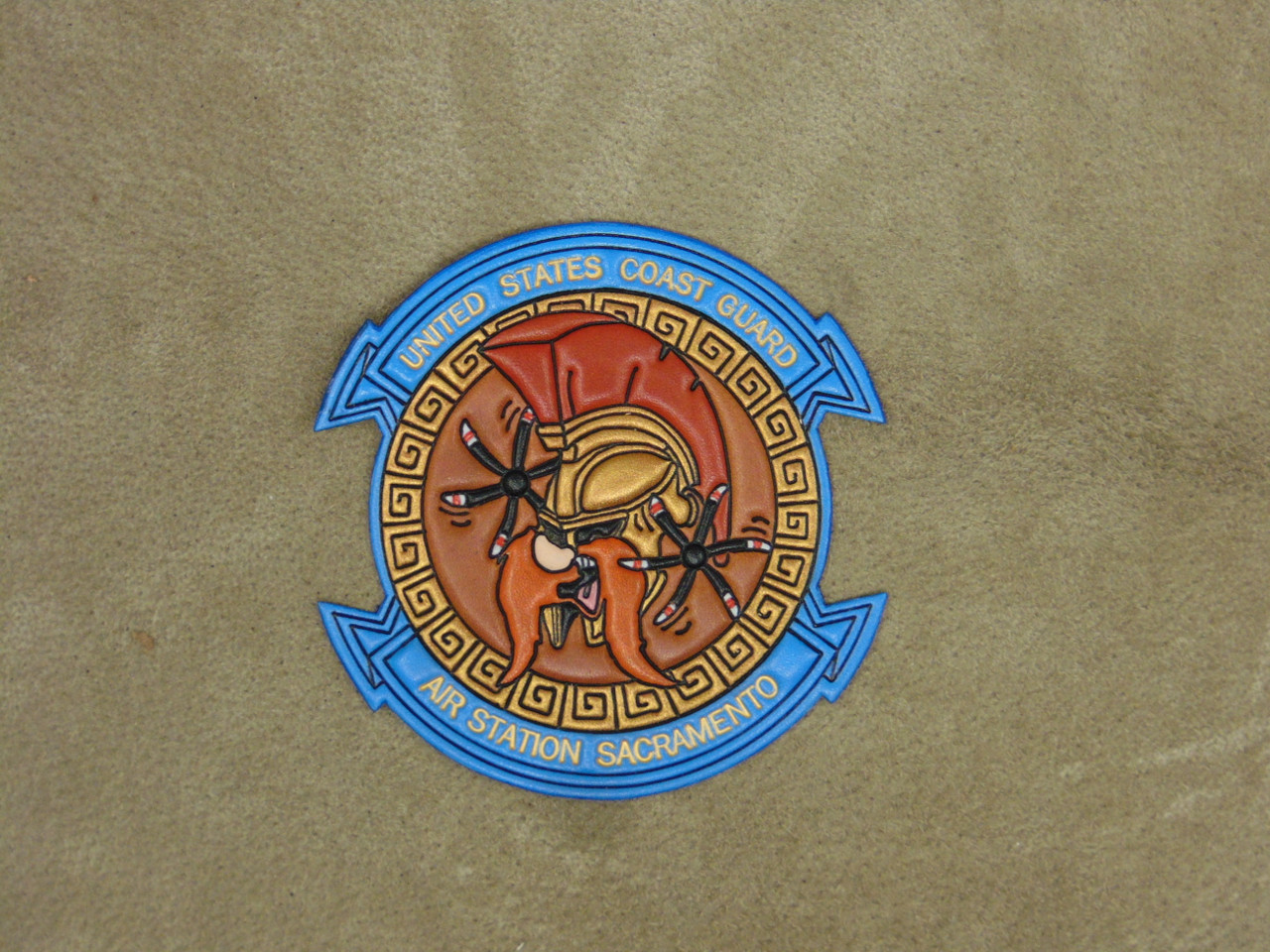 US Coast Guard CGAS Sacramento Patch, Classic Embossed leather