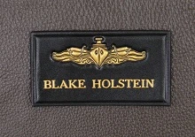 U.S. NAVY Submarine Officer  Nametag , 1 line of text Classic embossed leather