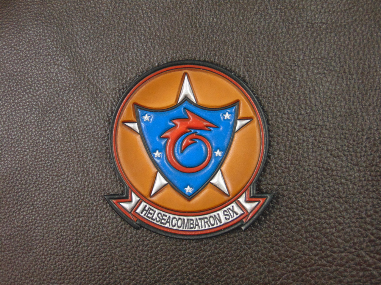 HSC-6 Embossed Leather Flight Jacket Squadron Patch