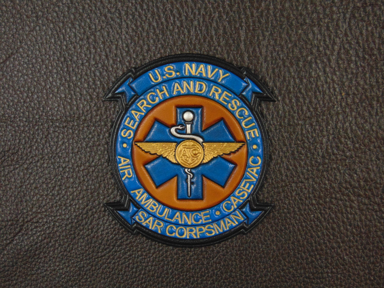 SAR Medtech  Classic Embossed Leather patch  Officially Licensed
