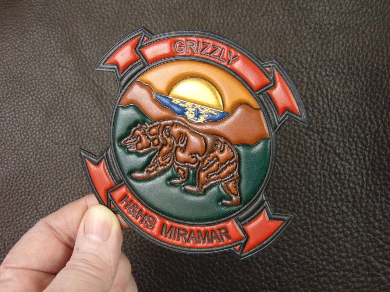 Miramar H&HS  Grizzly patch Classic Embossed Leather