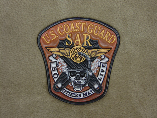  USCG Rescue Swimmer  SAR Skull Classic Embossed leather, Officially Licensed 