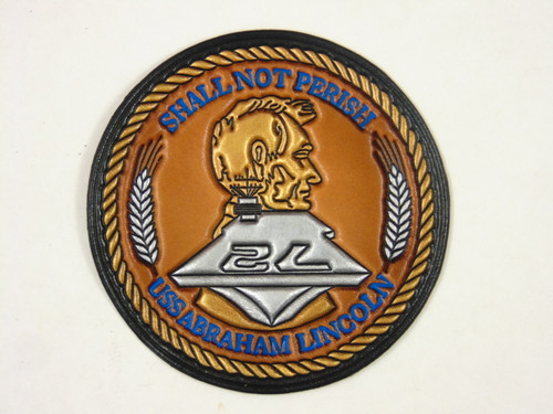 USS ABRAHAM LINCOLN CVN-72  Classic Embossed Leather  4.125"
