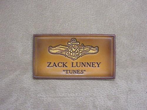 U.S. NAVY INFO WARFARE Officer  Nametag , 2 Lines of Text CLASSIC EMBOSSED, Officially Licensed