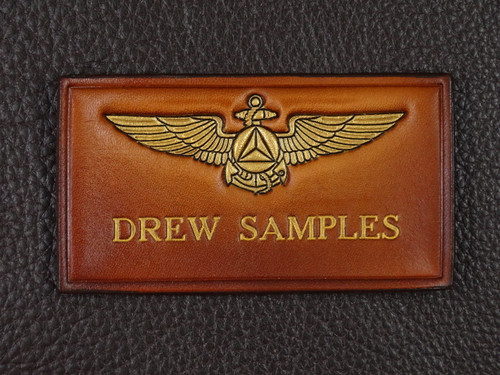 NOAA Antique Brown  1 line gold text name tag