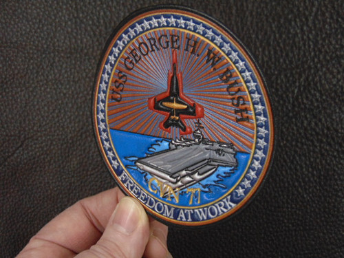 USS GEORGE  H W  BUSH,  CVN-77  Classic Embossed leather,  Last one