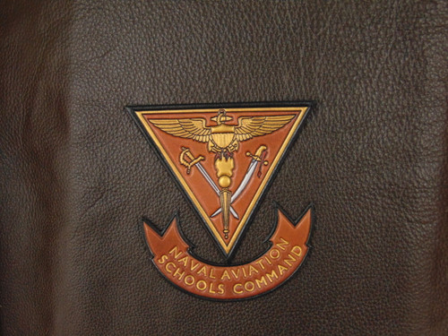 NAVAL AVIATION SCHOOLS COMMAND,  Classic Embossed leather, Vintage color, Officially Licensed