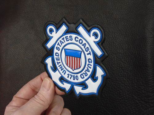 USCG Contoured Emblem , Black leather