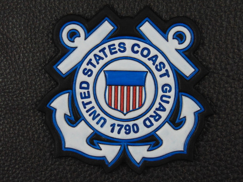 USCG Contoured Emblem , Black leather