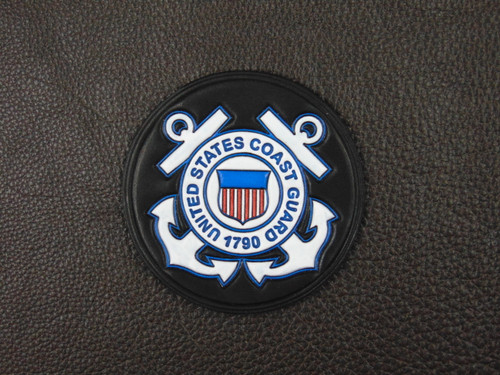 US Coast Guard Emblem patch Blk, 4" Round Classic Embossed, Officially Licensed