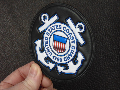 US Coast Guard Emblem patch Blk, 4" Round Classic Embossed, Officially Licensed