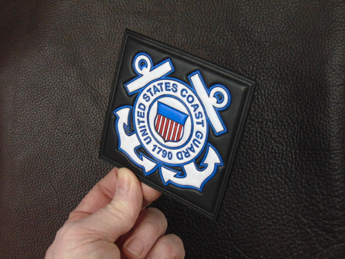 USCG 3.75" Square patch Black leather