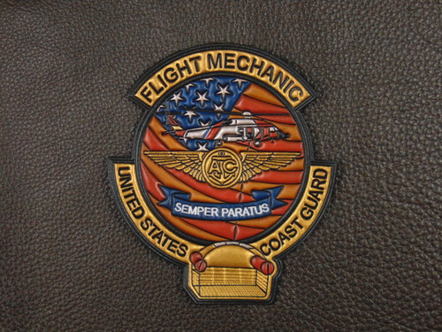US Coast Guard Flight Mechanic patch, Classic Embossed leather