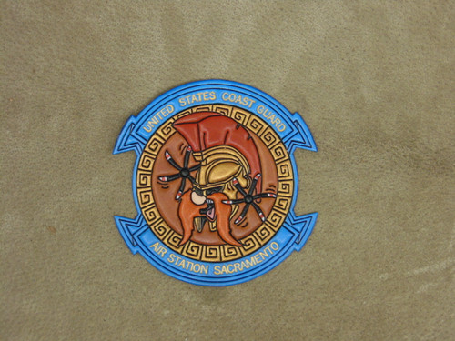 US Coast Guard CGAS Sacramento Patch, Classic Embossed leather
