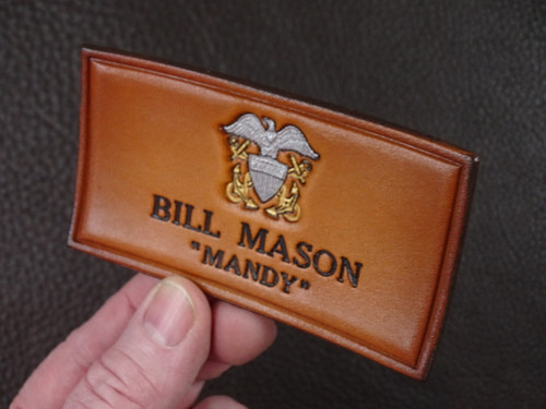 USN Officers Crest tag, 2 Lines of text