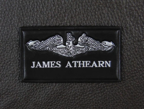 U.S. NAVY Submarine Enlisted  Nametag , 2 lines of text Classic embossed leather