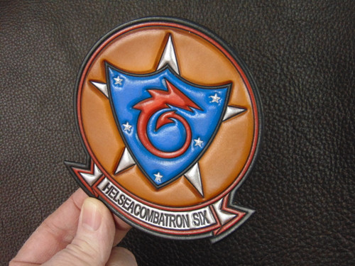 HSC-6Embossed Leather Flight Jacket Squadron Patch