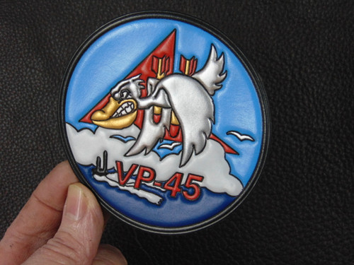 VP-45 Angry Pelican full color Classic Embossed Leather patch  Officially Licensed