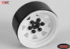 6 Lug Wagon 1.9 scale Steel Stamped Beadlock Wheels WHITE Pin Mount realistic[(4) One Set]