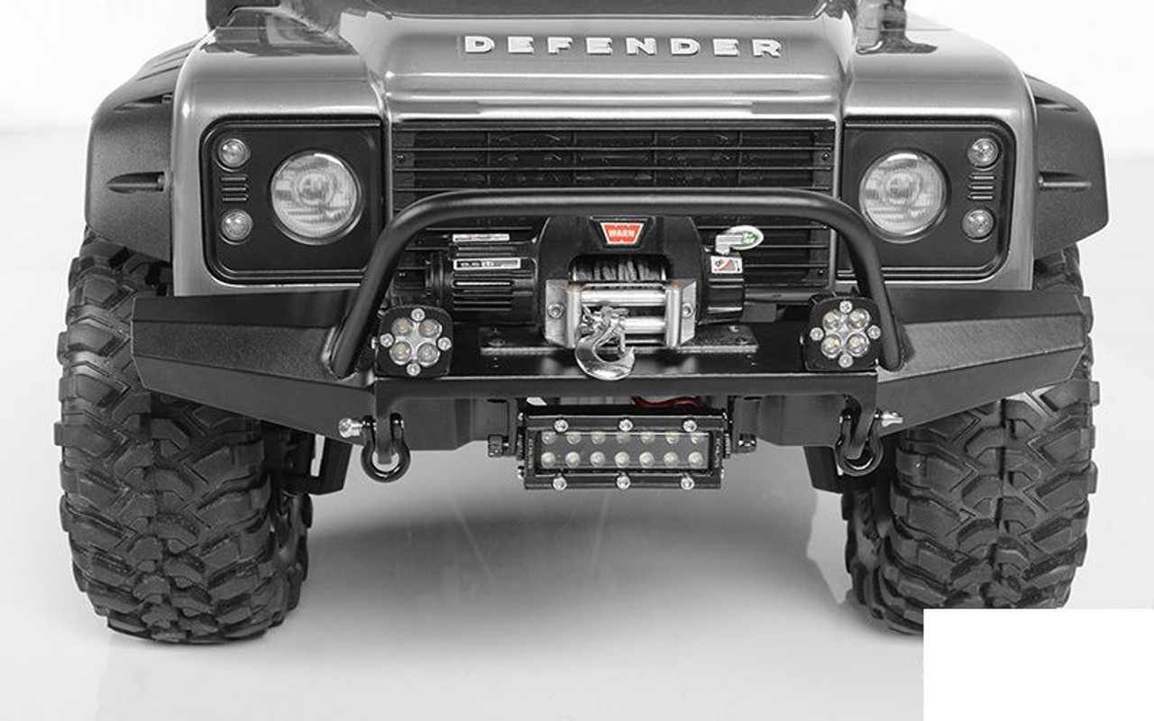 Front & Rear Upgraded Aluminum Metal Defender Front & Rear Bumper with LED Light Winch Mount for Traxxas TRX-4