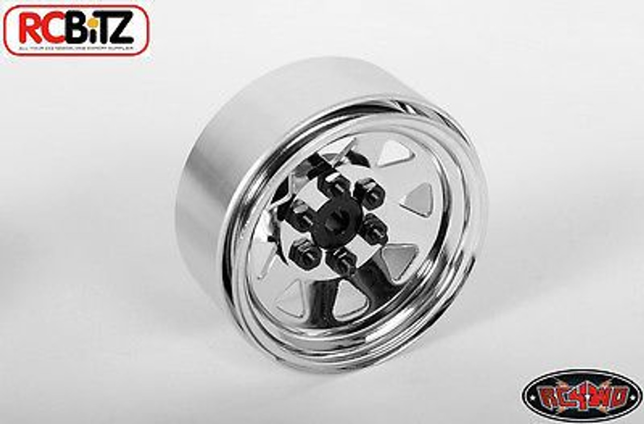 6 Lug Wagon 1.9 scale Steel Stamped Beadlock Wheels CHROME Pin