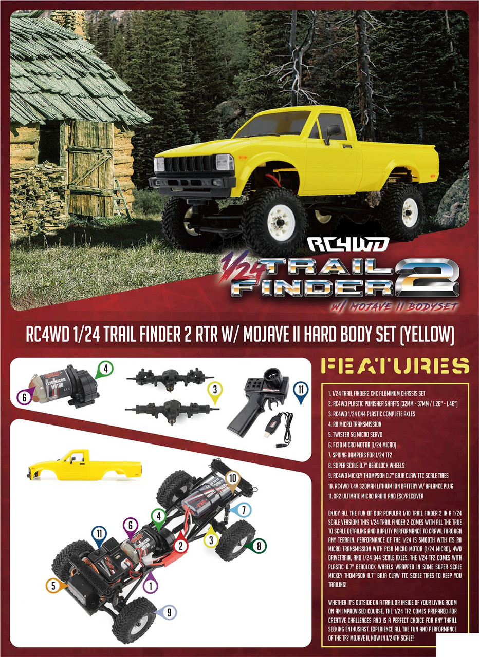 Z-RTR0051 RC4WD 1/24 Trail Finder 2 RTR W/ Mojave II Hard Body Set