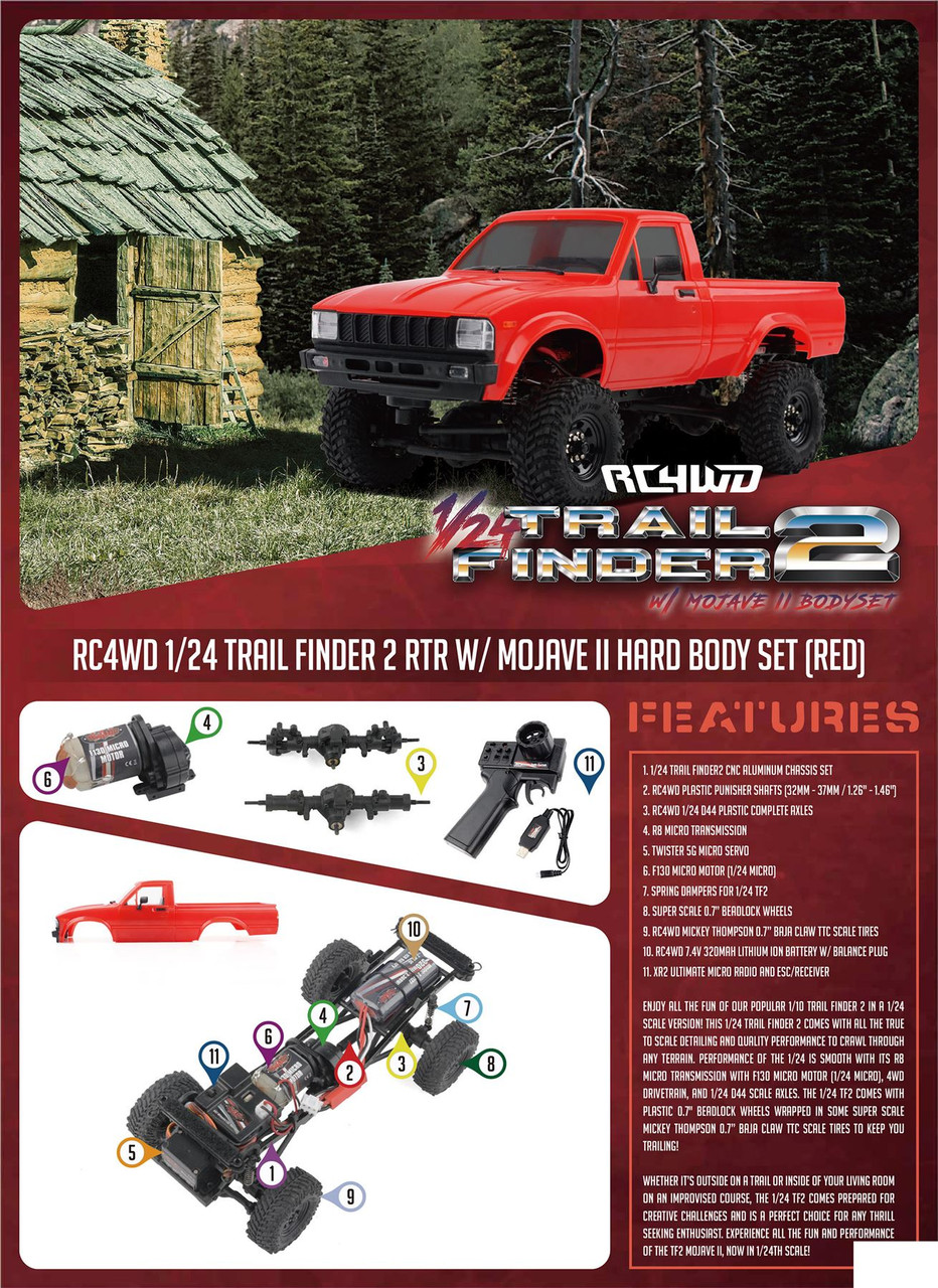 Z-RTR0053 RC4WD 1/24 Trail Finder 2 RTR W/ Mojave II Hard Body Set