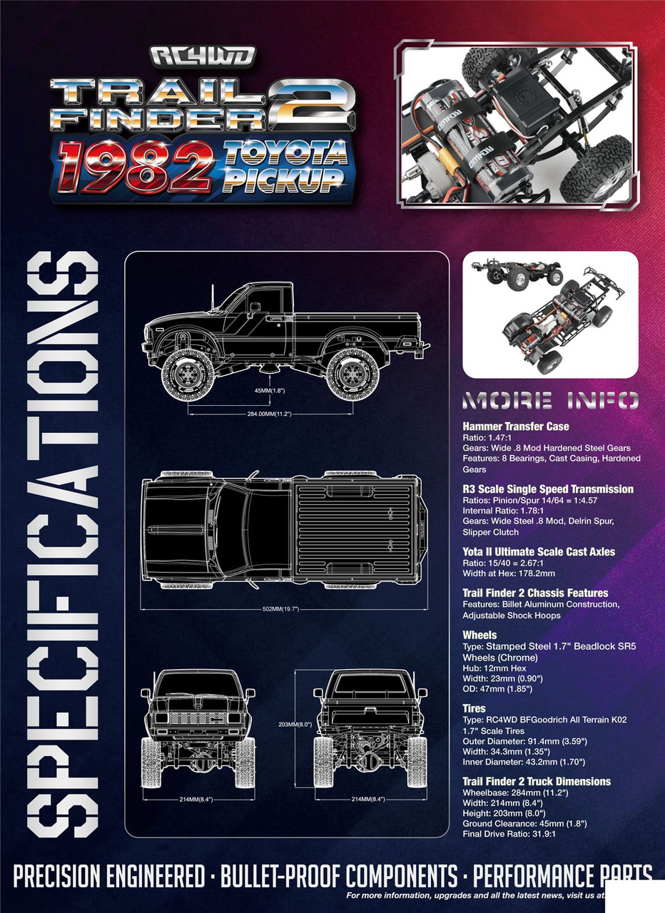 Z-RTR0069 RC4WD Trail Finder 2 RTR w/1982 Toyota Pickup Hard Body