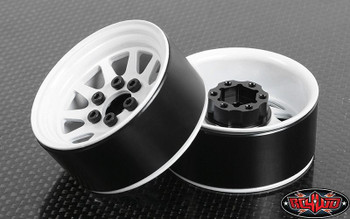 OEM Stamped Steel 1.9" Beadlock Wheels WHITE 12mm Hex 10 spoke RC4WD Z-W0208