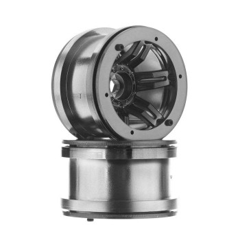 2.2 Rockster Beadlocks Scaler crawler Wheels 12mm Hex BLACK Chrome Wraith AX8095