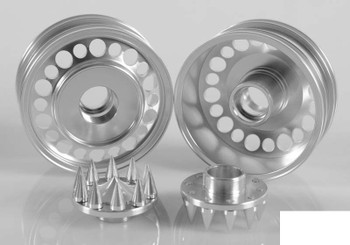 Chaos Semi Truck Front Wheels w/ Spiked Caps RC4WD Z-W0154 x2 SILVER Alli RC
