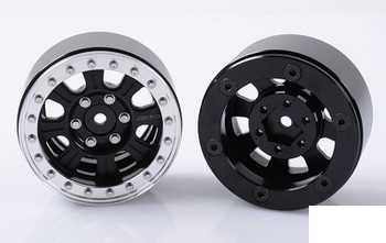 RC4WD Raceline Monster 1.9" Beadlock Wheels Black Silver Ring Scale Nuts Z-W0189
