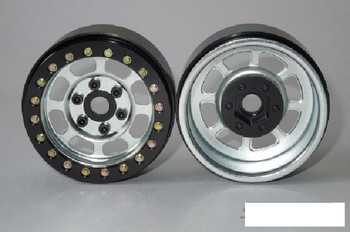 SSD 1.9" Steel Trail Beadlock Wheels SILVER SSD00079 Black Ring 6 lug Wheel Hex
