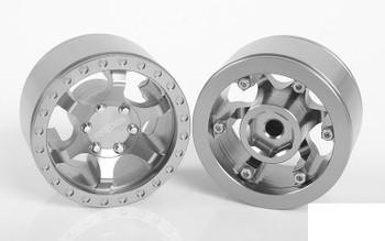 CLEARANCE 30% DISCOUNT RC4WD Rotiform Six-OR 1.55" Beadlock Wheels Z-W0115 5 Spoke SILVER Scale Hubs