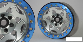 SSD 2.2" Champion Beadlock Wheels SILVER BLUE ring SSD00238 SSD-RC Crawler