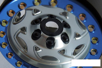 SSD 1.9" Champion Beadlock Wheels SILVER BLUE ring SSD00244 Axial Bomber Alloy